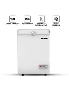Buy 150L Gross / 100L Net, Single Door Chest Freezer With Storage Basket, High Energy Efficiency Cooling System, Adjustable Temperature, Child Lock, Silent Operation, Ideal For Home And Restaurants 150 L 342 kW NCF150N7 White in UAE