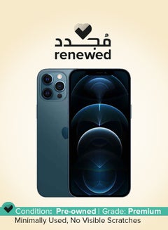 اشتري مُجدد - هاتف آيفون 12 برو ماكس بلون أزرق محيطي وذاكرة داخلية 256 جيجابايت ويدعم تقنية 5G مع تطبيق فيس تايم - النسخة العالمية في السعودية