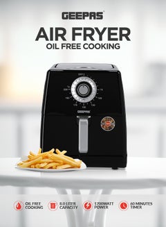 Buy 8L Air Fryer Non-Stick Basket With 3D Air Flow System/Oil-Free Cooking & Overheat Protection/60 Min Timer With Temperature Control Knob 8 L 1700 W GAF37520 Black in Saudi Arabia