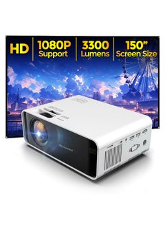 اشتري Mini Projector 3300 Lumens, 1280x720p 1080P Full HD Supported/Screen Size Upto 120 Inch For Small/Big Room Video Home Theater Portable Gaming Projector PROJ-WO-01-W 1.0 في الامارات