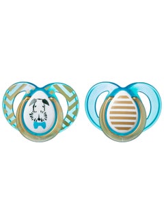 Buy Pack Of 2 Moda Soothers Symmetrical Orthodontic Design BPA-Free Silicone Baglet 6-18 Months Multicolour in Saudi Arabia