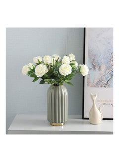 Buy 12 Pcs Artificial Rose Stem 52 cm White in Saudi Arabia