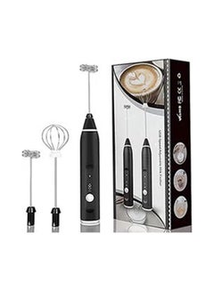 اشتري 3-Piece Milk Frother And Whisk Set Black/Silver في السعودية