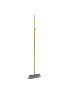 Buy Indoor Floor Wide Broom With Rubber Bumper And Telescopic Handle Yellow/Grey 35x6cm in UAE