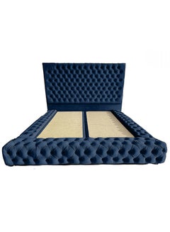 Buy Valencia Velvet Bed Frame Dark Blue 200x90cm in Saudi Arabia