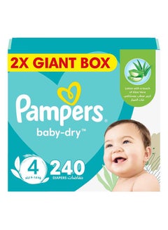 Buy Baby-Dry Taped Diapers with Aloe Vera Lotion, Leakage Protection, Size 4, 9-14kg, 240 Count in UAE