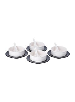 Buy Royalford 12 Pices Soup Bowls Set | Melamine Ware | RF10061 | Durable | Simple & Elegant Design| Ideal for Home Hotels Restaurants Canteens & More White/Grey 41cm in UAE