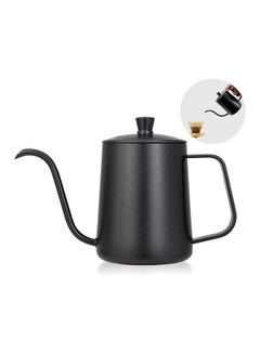 Buy Coffee Drip V60 Pour Over Kettle  With Lid Tea Pot 304 Stainless Steel Teflon Coated Pitcher Black 600ml in UAE