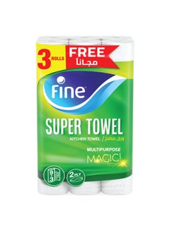 Buy Kitchen Tissue Paper Super Towel Roll 2 Ply 12 Rolls white 12x4mm in Egypt