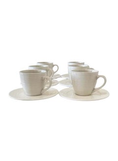 Buy 12-Piece Coffee Cup And Saucer Set White 200ml in Saudi Arabia