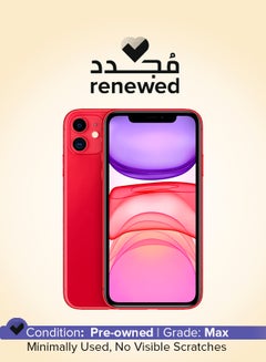 Buy Renewed - iPhone 11 (PRODUCT)Red 128GB 4G LTE (2020 - Slim Packing)-International Version in Saudi Arabia