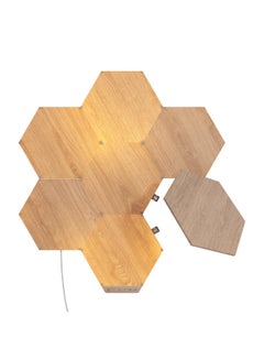 Buy Elements Hexagons Starter Kit - 7 Pack - Smart WiFi LED Light Panel System With Music Visualizer, Instant Wall Decoration, Home or Office Use, Low Energy Consumption, Wooden Finish Brown 23x0.6x20 cm in UAE