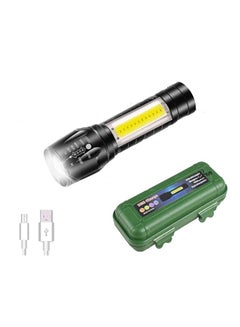 Buy Mini 5X1 Torch Portable USB Rechargeable 100-200 m Flashlight LED & COB Lantern Black 5x4x11.3cm in Egypt