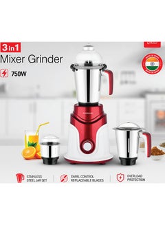 Buy 3-In-1 Mixer Grinder, 3-Speed With Incher And Overheat Protection, Stainless Steel Jars And Blades 0 L 750 W OMSB2427K Multicolour in Saudi Arabia