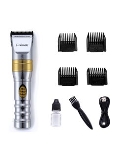 Buy Professional Rechargeable Electric Hair Clipper Silver/Gold in UAE