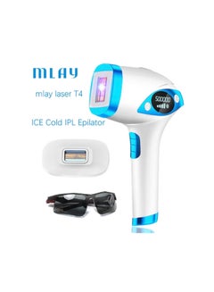 Buy T4 Ice Cooling Laser Hair Removal Device Blue/White 3.6cm in UAE