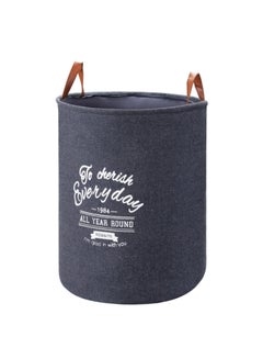 Buy Round Laundry Basket with Printed Letters 1 Pieces Storage Basket | Laundry Hamper | Boxes for Organizing 40x50cm - Dark Blue Dark Blue 40x50cm in Saudi Arabia