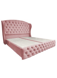 Buy Serin Velvet Bed Frame Light Pink 200x160cm in Saudi Arabia