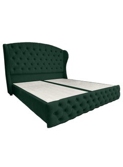 اشتري Modern Design Straight Upholstered Velvet Back Bed أخضر 200x200سم في السعودية