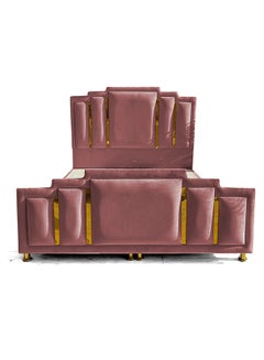 اشتري Modern Design Straight Upholstered Velvet Back Bed أرجواني 200x200سم في السعودية