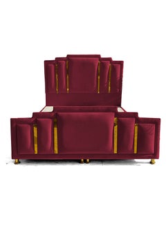 اشتري Modern Design Straight Upholstered Velvet Back Bed أحمر 120x200سم في السعودية