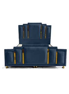 Buy Paris Velvet Bed Frame Dark Blue 200x200cm in Saudi Arabia