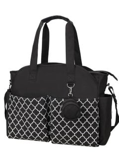 اشتري حقيبة حفاضات متعددة الاستخدامات مع حافظة للهاية مناسبة كحقيبة سفر وحقيبة للأمهات وحقيبة حفاضات للأولاد والبنات وحقيبة للأم - بلون أسود أسود في الامارات