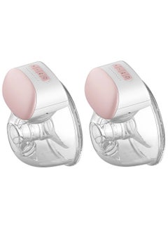 Buy 2-Piece Electric Portable Wearable Breast Cup 240 ml BPA-Free 3 Modes 10 Suction Levels - Pink And White in Saudi Arabia