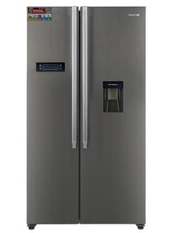 Buy 670L Gross/521L Net Capacity No Frost Side By Side Refrigerator With Invertor Compressor, Digital Control Temperature Display, Water Dispensor, 4 Cooling Modes, Tempered Glass Shelves, Twist Ice Maker, Inside Condensor,  Fridge - 344L/Freezer- 177L capacity GRFS6622SWXHN Silver in UAE