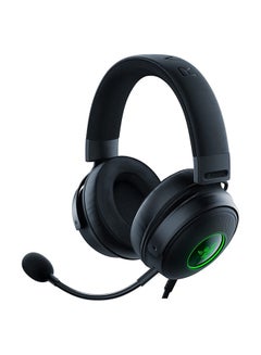 Buy Razer Kraken V3 Wired USB Gaming Headset - Triforce Titanium 50mm Drivers, Hybrid Fabric & Leatherette Memory Foam Cushions, Detachable HyperClear Mic - Black in UAE