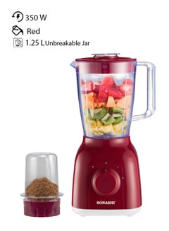 Buy 2 In 1 Countertop Blender With Unbreakable Jar & Grinder 1.25 L 350 W SB-144N Red in Saudi Arabia