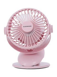 Buy 6" Rechargeable Fan- High Performance Fan with Working Time up to 6 Hours, 3-Speed Controls and 3 Leaf Blades OMF1790 Pink in Saudi Arabia