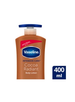 Buy Vaseline Lotion intensive care cocoa radiant made with 100% pure cocoa butter for a natural glow Promo Multicolour 400ml in Egypt