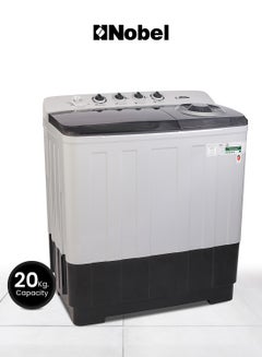 Buy 20.0 Kg Washer / 10 Kg Spin Capacity Twin-Tub Semi-Automatic Washing Machine, Knob Control, Timer, Hinged Spin Lid, 480W Wash Input Power, Efficient Laundry Solution 480 W NWM2010 Light Grey with Blue Lid in UAE