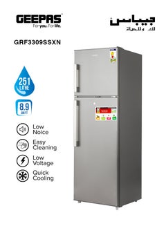 Buy No Frost Double Door Refrigerator GRF3309SSXN Silver in Saudi Arabia