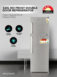 Buy 320L Gross / 251L Net Capacity, No Frost Double Door Free Standing Refrigerator With Multi air Flow, Twist Ice Maker, Temperature Control, Stainless Steel Finish, Glass Shelves, Fridge - 198L/Freezer- 53L capacity GRF3207SSXXN Silver in UAE