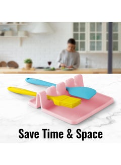 Buy Large 4 Slot Silicone Spoon Holder Kitchen Shelf Suitable For Various Tableware Such As Spoon Racks Pink in Egypt