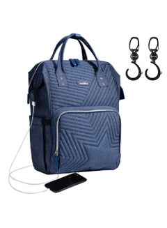 Buy Diaper Backpack And USB Charging Port With Stroller Hooks - Blue in UAE