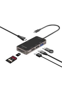 Buy USB-C HDMI Adapter with TF/SD Card Slot, 3 USB, Sync Charge USB-C Port, PrimeHub-Lite Black in UAE