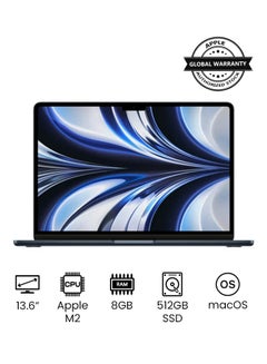 Buy MacBook Air MLY43 13-Inch Display : Apple M2 chip with 8-core CPU and 10-core GPU, 512GB- English Arabic Keyboard Midnight in Egypt