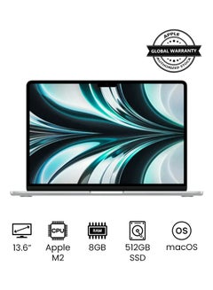 Buy MacBook Air MLY03 13-Inch Display : Apple M2 chip with 8-core CPU and 10-core GPU, 512GB- English Arabic Keyboard Silver in Saudi Arabia