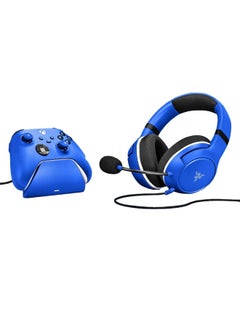 Buy Razer Essential Duo Bundle for Xbox, Wired Headset and Quick Charger for Xbox Controllers (Controller sold separately), TriForce 50mm Drivers, HyperClear Cardioid Mic - Shock Blue in Egypt