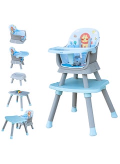 Buy 6 In 1 High ChairDining Booster Seat,Dining Chair, Study Desk, Block Toy Table, Baby Feeding Chair, Removable Tray- Blue in Saudi Arabia