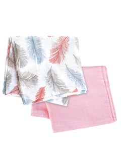 Buy Organic Muslin Wrap/ Swaddle Pack Of 2 Feather Print in Saudi Arabia