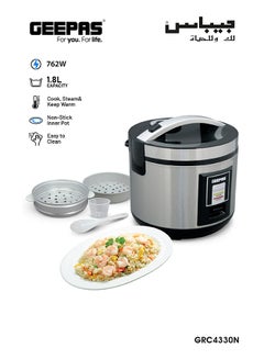 Buy Electric Rice Cooker 1.8 L 762 W GRC4330N Silver/Black in Saudi Arabia