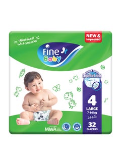 Buy Fine Baby Diapers, Size 4, Large, 7-14 kg, 32 Diaper in UAE