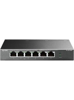 Buy TP-Link 6 Port Fast Ethernet 10/100Mbps PoE Switch | 4 PoE+ Ports @67W | Plug & Play | Sturdy Metal w/Shielded Ports | Extend Mode | Priority Mode (TL-SF1006P) Black in Saudi Arabia