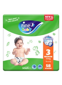 اشتري Fine Baby Diapers, Size 3, Medium, 4-9 kg, 58 Diaper في مصر