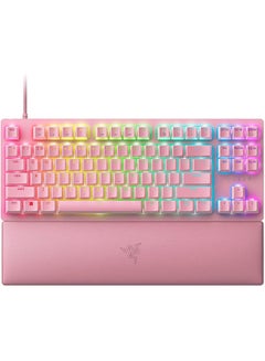 Buy Razer Huntsman V2 TKL Tenkeyless Gaming Keyboard, Fast Linear Optical Switches Gen2 & 8000Hz Polling Rate, Detachable Type-C Cable, PBT Keycaps, Ergonomic Wrist Rest - Quartz Pink in UAE