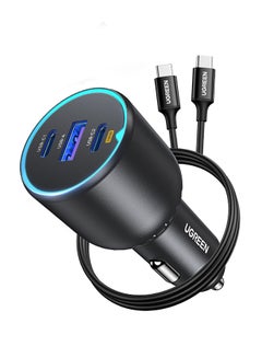 Buy 130W Super Fast Car Charger Fast Charging 3-Port USB Car Power Adapter With 100W USB C Cable Car Fast Charger Plug for Steam Deck, Macbook, Laptops, Tablets, iPhone 15 Series, Samsung, Huawei, Xiaomi Black in UAE